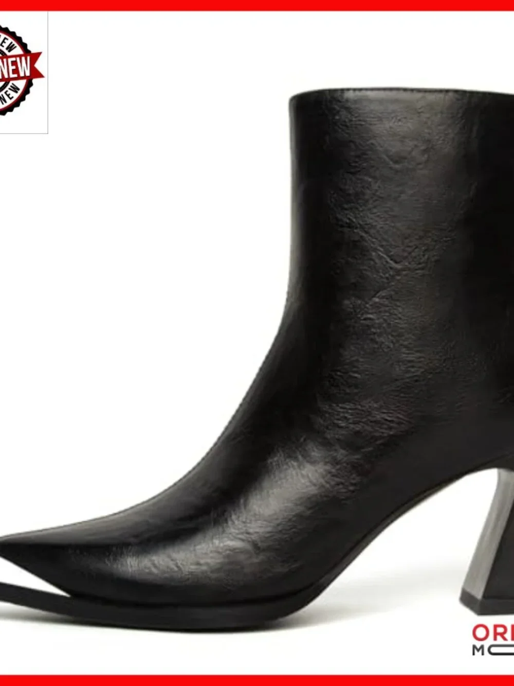 Pointed Toe Ankle Boots with Chunky Heel and Side Zipper